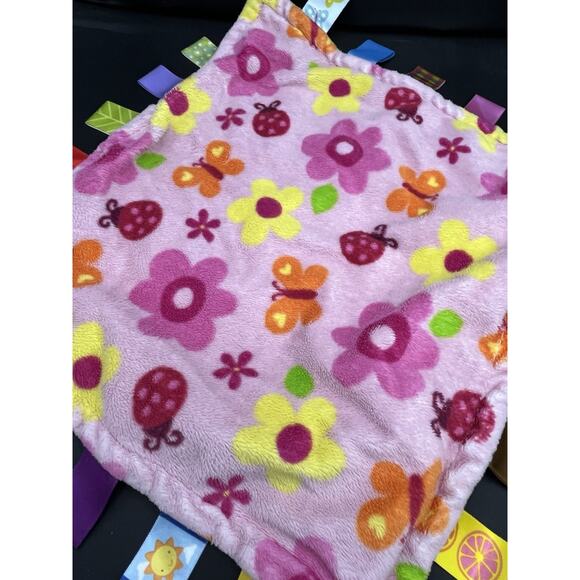Taggies Little Taggies Lovey Pink Flowers and Butterflies Yellow Back Soft - Picture 2 of 4